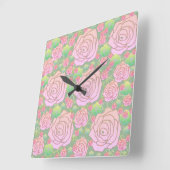 Wild Roses Vierkante Klok (Hoek)