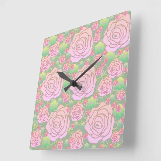 Wild Roses Vierkante Klok (Hoek)