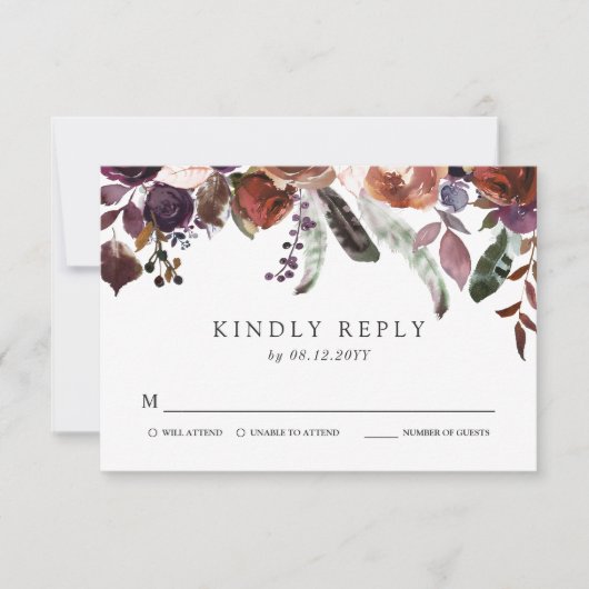 Wild Royal Bloom Bruiloft RSVP Kaartje (Voorkant)
