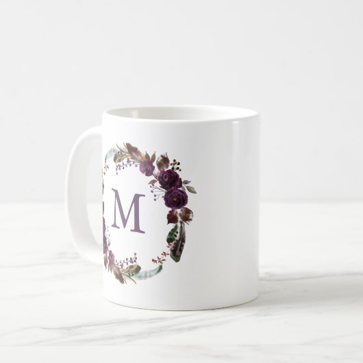 Wild Royal Bloom | Floral Monogram Koffiemok (Voorkant links)