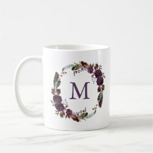 Wild Royal Bloom   Floral Monogram Koffiemok