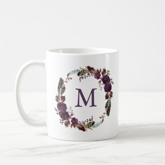 Wild Royal Bloom | Floral Monogram Koffiemok (Links)
