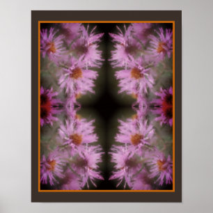 Wild Roze Asters Bloem Art Poster