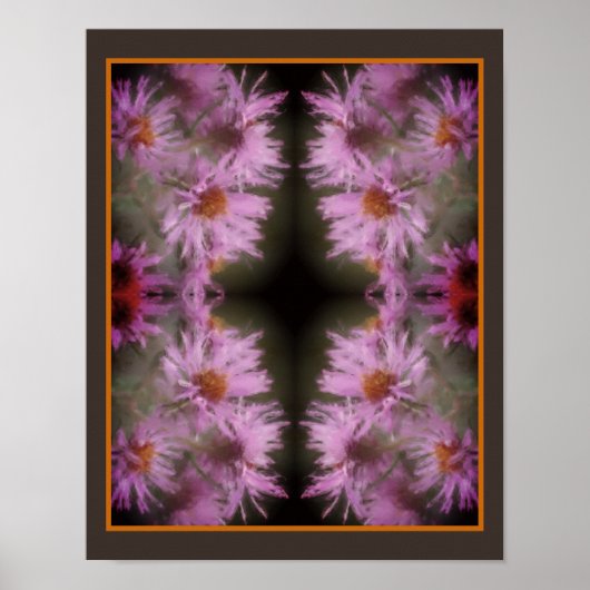 Wild Roze Asters Bloem Art  Poster (Voorkant)