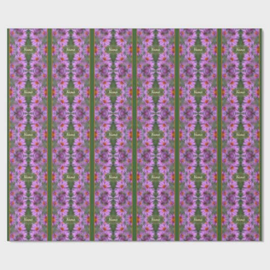 Wild Roze Asters Bloem Kunst Gepersonaliseerd Cadeaupapier (Vlak)
