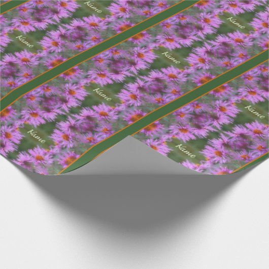 Wild Roze Asters Bloem Kunst Gepersonaliseerd Cadeaupapier (Hoek)