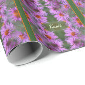 Wild Roze Asters Bloem Kunst Gepersonaliseerd Cadeaupapier (Rol Hoek)