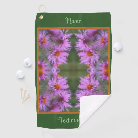 Wild Roze Asters Bloem Kunst Gepersonaliseerd Golfhanddoek (Insitu)