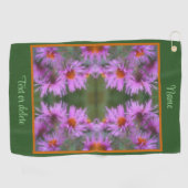 Wild Roze Asters Bloem Kunst Gepersonaliseerd Golfhanddoek (Horizontaal)