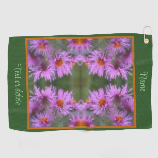 Wild Roze Asters Bloem Kunst Gepersonaliseerd Golfhanddoek (Horizontaal)
