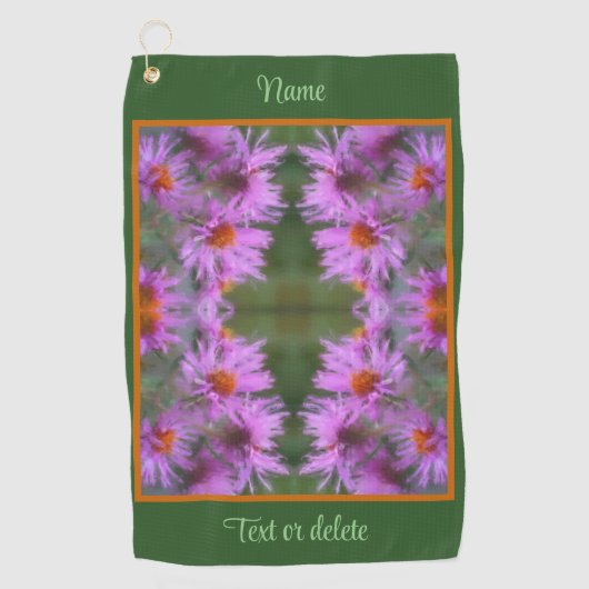 Wild Roze Asters Bloem Kunst Gepersonaliseerd Golfhanddoek (Voorkant)