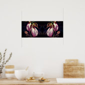 Wild Roze Dame Slipper Orchidee Pair Spiegel Poster (Keuken)