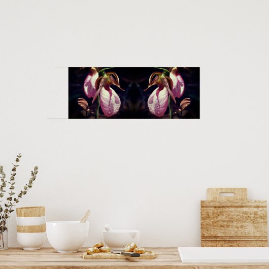 Wild Roze Dame Slipper Orchidee Pair Spiegel Poster (Keuken)