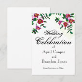  wild roze magenta waterverf rozen save the date (Voorkant / Achterkant)