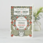 Wild Rozen Art Nouveau Lijst Uitnodiging (Staand voorkant)