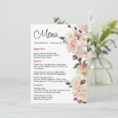 Wild rozen Elegant Dog roos Bruiloft Menu (Staand voorkant)