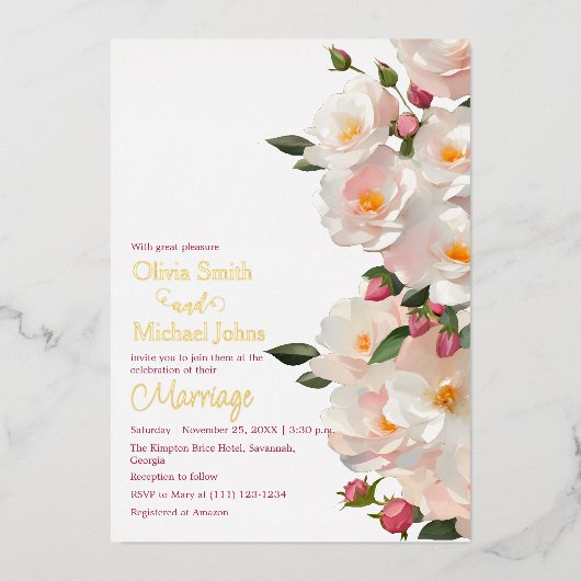 Wild rozen Elegant Dog roos bruiloft uitnodiging (Voorkant)