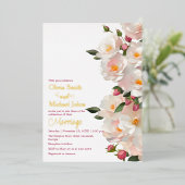 Wild rozen Elegant Dog roos bruiloft uitnodiging (Staand Voorkant)