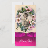 WILD-ROZEN EN PINK RIBBON-BABY SHOWER AANKONDIGING (Voorkant)