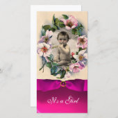 WILD-ROZEN EN PINK RIBBON-BABY SHOWER AANKONDIGING (Voorkant / Achterkant)