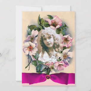 WILD-ROZEN EN PINK RIBBON SWEET16 FOTO-TEMPLATE KAART