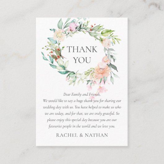 Wild Rozen Garland Weddenschap Dank je Plaatskaartje (Voorkant)