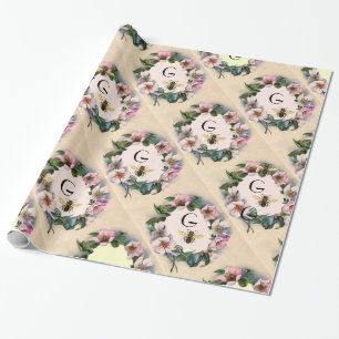 WILD-ROZEN, GEKROGEN, HONIEBEN/BEEKEEPER MONOGRAM CADEAUPAPIER