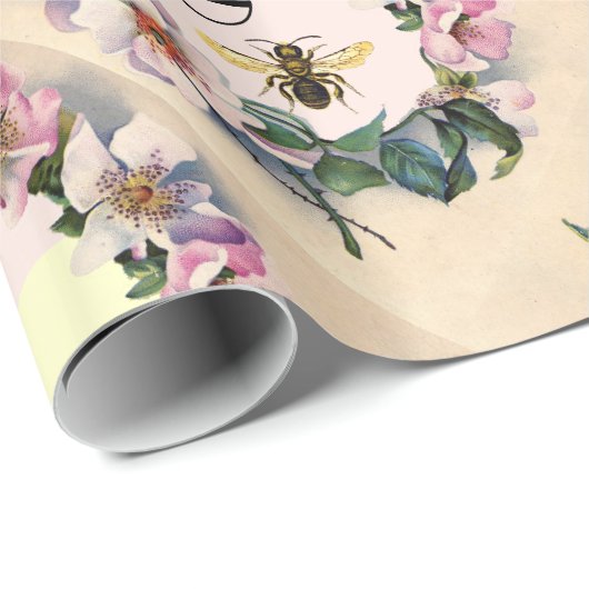 WILD-ROZEN, GEKROGEN, HONIEBEN/BEEKEEPER MONOGRAM CADEAUPAPIER (Rol Hoek)