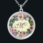 WILD ROZEN MONOGRAM ZILVER VERGULDEN KETTING<br><div class="desc">Elegant, klassiek, klassiek bloemontwerp. Prachtige roze rozen van een hond .Grafiek en digitaal uitwerken in stijl door Bulgan Lumini (c) Gemakkelijk aan te passen met uw initialen en eigen tekst als trouwceremonie, plaatskaarten, save-the-date .favors, dankuwel .vrijgezellenfeesten .baby showers .Sweet 16 verjaardagen, Bat Mitzvah, afstuderen, verloving douches, verjaardagen, beroemdheden, feestelijkheden of...</div>