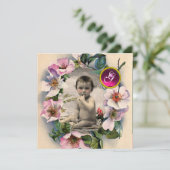 WILD-ROZEN, STORK-BABY SHOWER FOTO-TEMPLATE KAART (Staand voorkant)