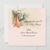 WILD-ROZEN, STORK-BABY SHOWER FOTO-TEMPLATE KAART (Achterkant)