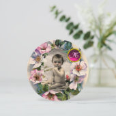 WILD-ROZEN, STORK-BABY SHOWER FOTO-TEMPLATE KAART (Staand voorkant)