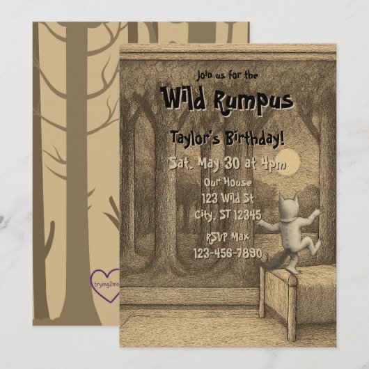 Wild Rumpus Birthday Kaart (Voorkant / Achterkant)