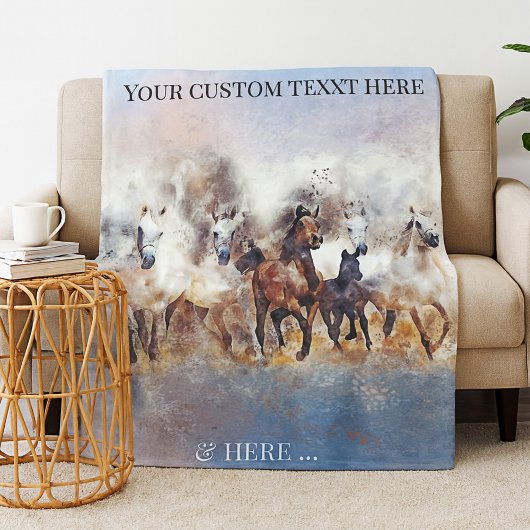 Wild Running Horses Fine Art Fleece Blanket