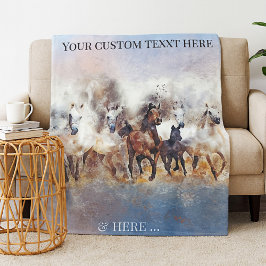 Wild Running Horses Fine Art Fleece Blanket Deken