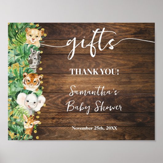 Wild Rustic Safari Gifts Baby shower Teken Poster (Voorkant)