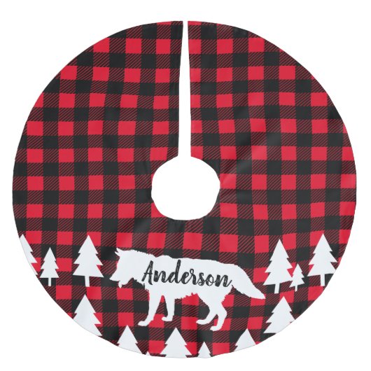 Wild Rustic Wolf Buffalo Controleer naam speldenfa Kerstboom Rok (Voorkant)