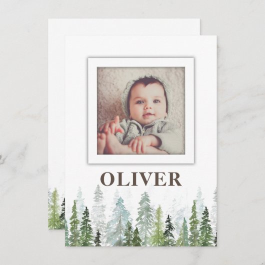 WILD | Rustige aanschafkaart met bomen Save The Date (Voorkant / Achterkant)