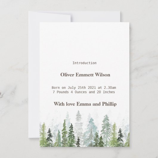 WILD | Rustige aanschafkaart met bomen Save The Date (Achterkant)