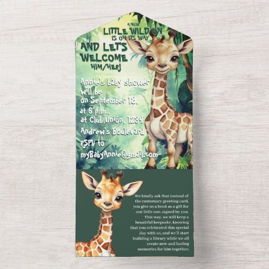 Wild Safari Adventure: uniek Baby shower All In One Uitnodiging (Binnen)
