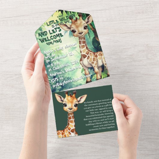 Wild Safari Adventure: uniek Baby shower All In One Uitnodiging (Afscheurbaar)