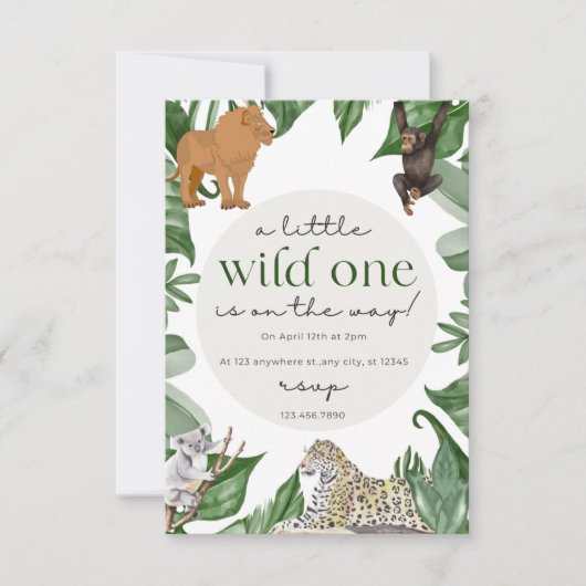 Wild Safari Adventures wachten op dit Baby shower Kaart (Voorkant)