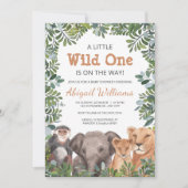 Wild Safari Animal - apen , olifant Baby shower Kaart (Voorkant)