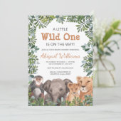 Wild Safari Animal - apen , olifant Baby shower Kaart (Staand voorkant)