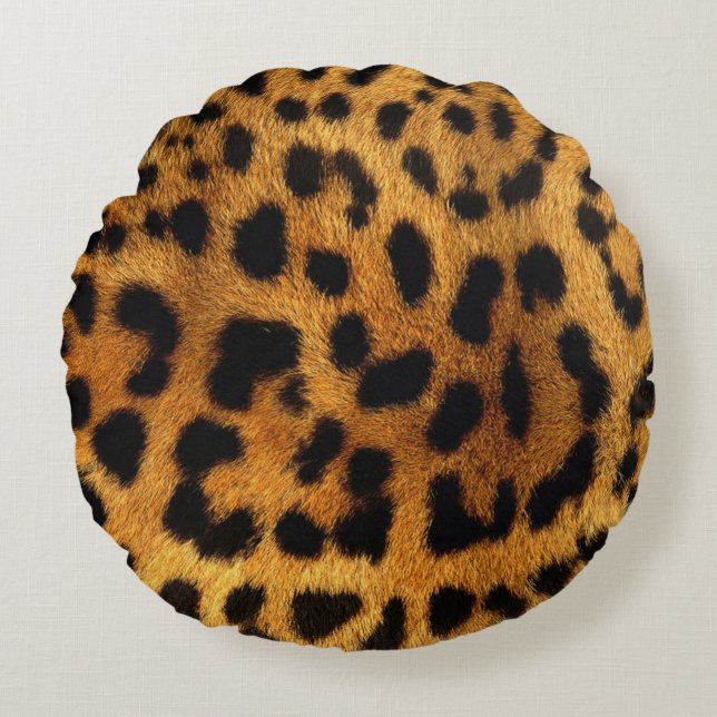 wild Safari animal cheetah girly leopard print Rond Kussen (Voorkant)