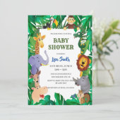 Wild Safari Animal Jungle Baby Shower Kaart (Staand voorkant)