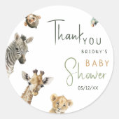 Wild Safari Animals Baby shower Bedankt voor de CL Ronde Sticker (Voorkant)