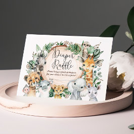 Wild Safari Animals Baby shower Diaper Raffle Informatiekaartje