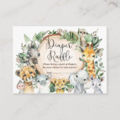 Wild Safari Animals Baby shower Diaper Raffle Informatiekaartje (Voorkant)