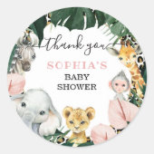 Wild Safari Animals Baby shower Favor Sticker (Voorkant)